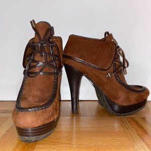 Suede Winter Boot Heel || Rusted Brown